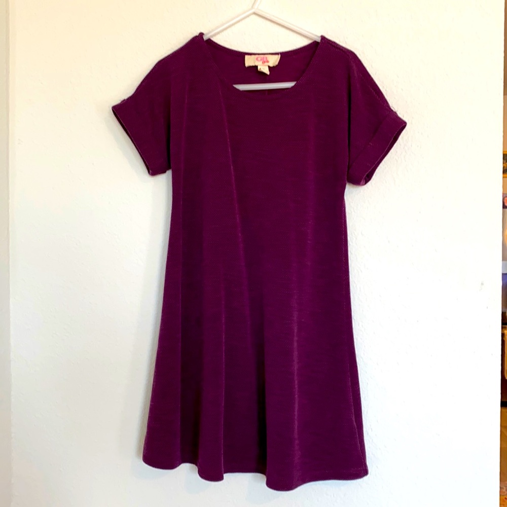 Girls casual dress in eggplant